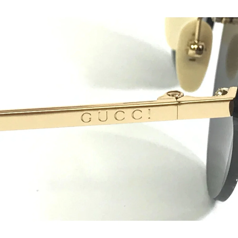 Gucci Sunglasses GG0898S 001 Gold Cat Eye Crystal Frames with Gray Lenses